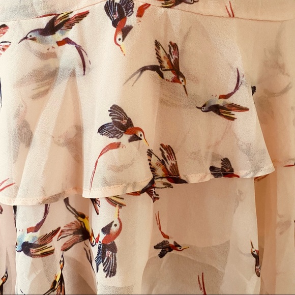 NWOT Millibon pretty Hummingbird dress Sheer Layers fitted top flouncy bottom - Picture 4 of 9